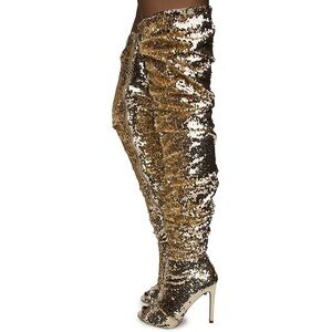 Women's Open Toe Thigh High Boots Sequins